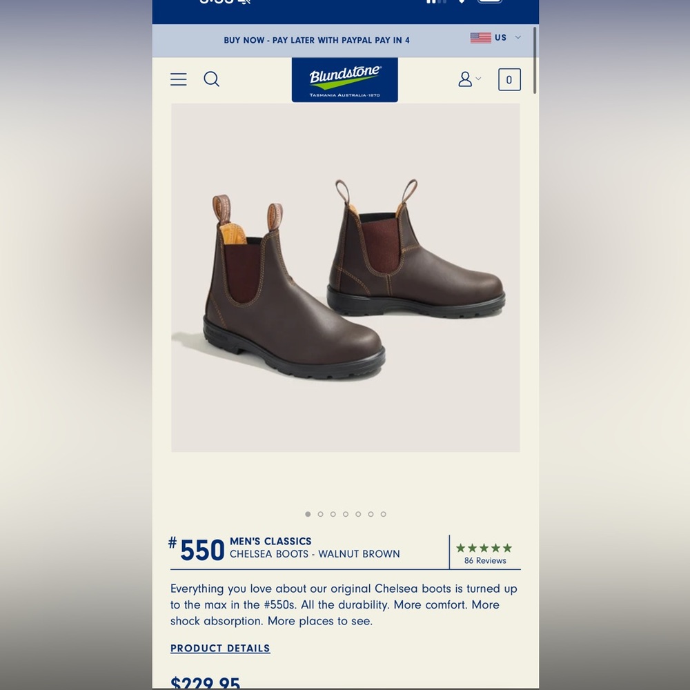 Blundstones, men’s, size 10.5 AU size, 11.5 US size